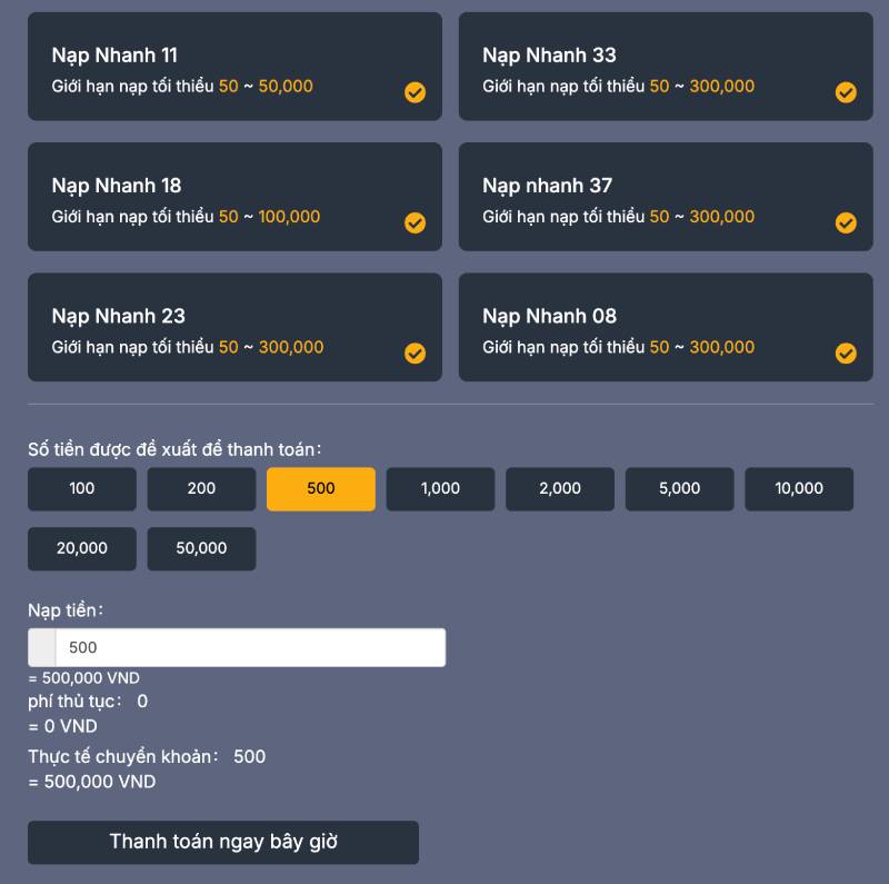 Chuyển tiền trực tiếp vào tài khoản