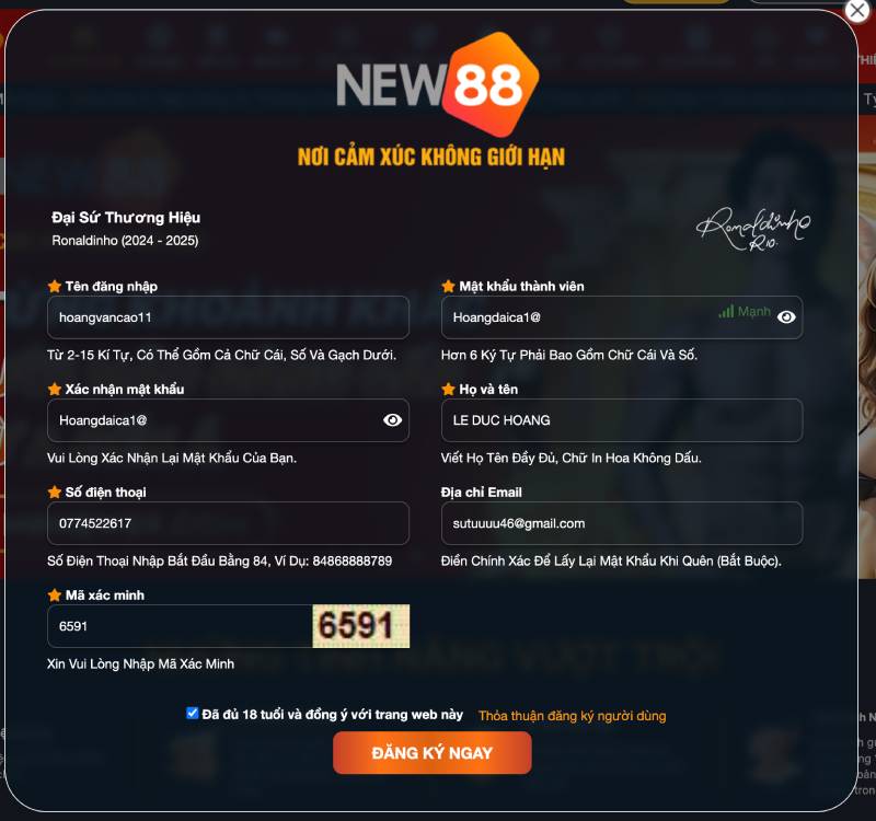 Hướng dẫn chi tiết cách đăng ký tài khoản NEW88