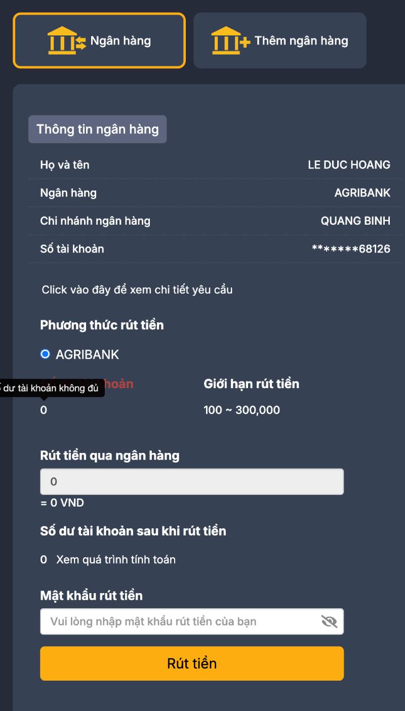 Nhan tien qua tai khoan ngan hang